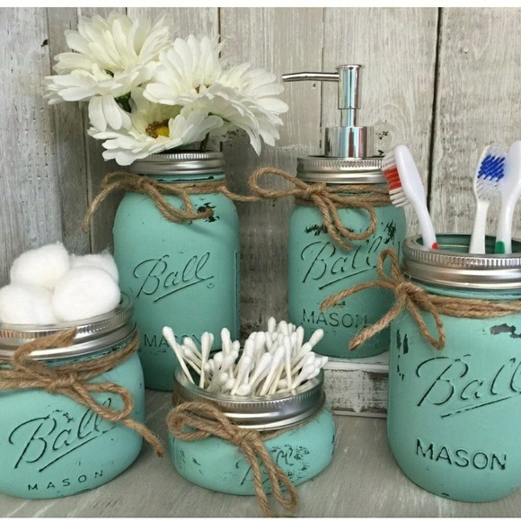 Shabby Chic Mason Jar Bathroom Sets - Picture 1 of 5